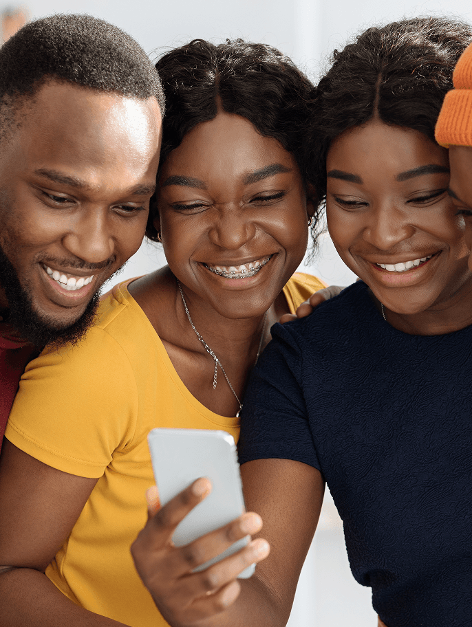 Happy friends having video chat